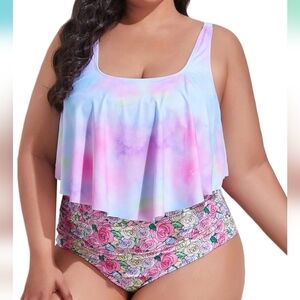 MOONCORE Plus Size High Waist Tankini